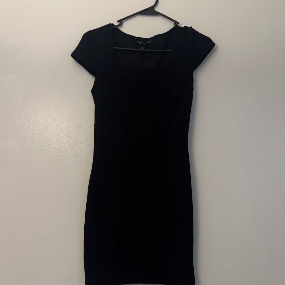 Black Cap-Sleeve Mini Dress